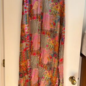 NATURAL LIFE Patchwork Floral Maxi Skirt - Pink, Gold & Green